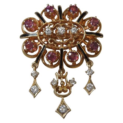 Brilliant Diamond And Ruby Pendantpin At 1stdibs