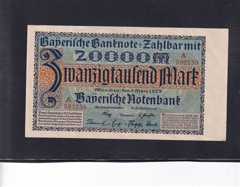 Bayern Bayerische Notenbank 20000 Mark 1923 Länderbank BAY 7a Serie