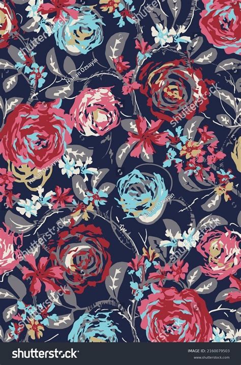 Floral Colorful Fabric Patterns Combined With Motifs And Textural Movements Design Pattern