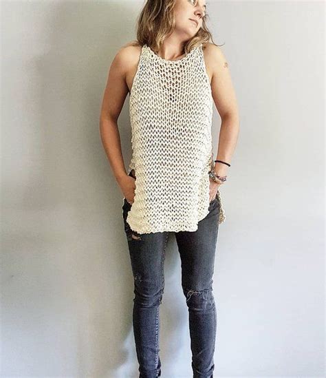 Knit Pattern For The Loosey Goosey Tank Top Easy Knitting Etsy Tank