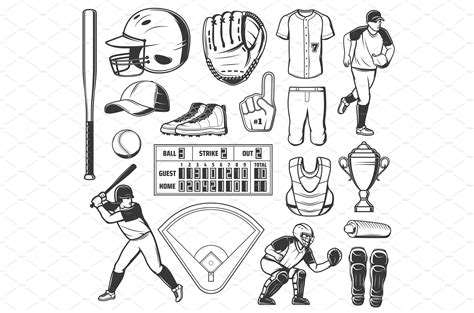 Baseball Softball Sport Game Icons Masterbundles