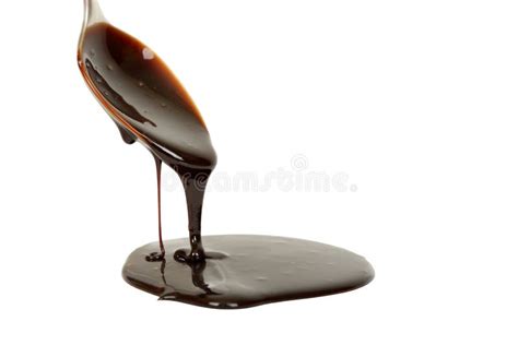 Sciroppo Di Cioccolato Che Cola Alimento Dolce Liquido Fotografia Stock