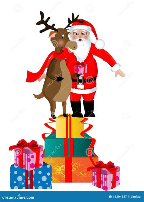 Santa Clause And Rudolph Stock Vector Illustration Of Pleasure 16304557