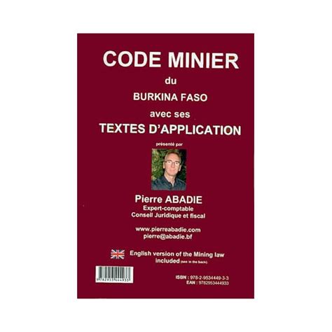 Code Minier Du Burkina Faso Avec Ses Textes D Application Mining Law In