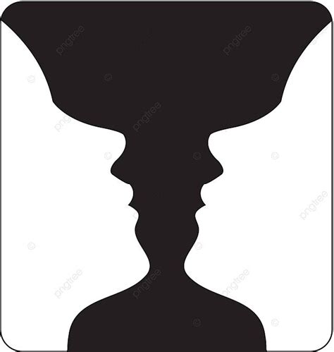 Vase Or Faces Optical Illusion Depicting Two Faces Forming A Vase Vector Illusion Black