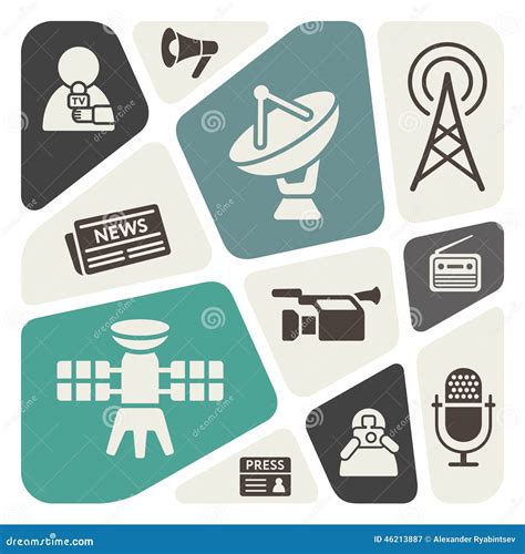 Mass Media Line Design Icons Set Cartoon Vector CartoonDealer