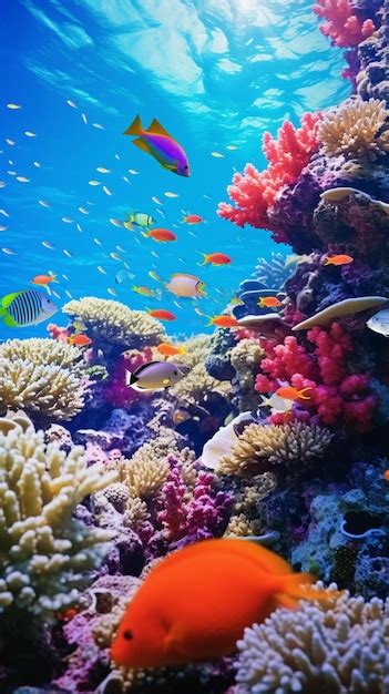 Premium Photo A Vibrant Coral Reef Teeming With Colorful Fish