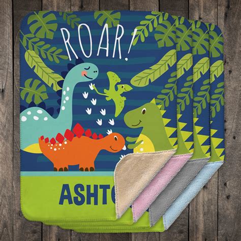 Personalized Roar Dinosaur Baby Sherpa Blanket Giftsforyounow