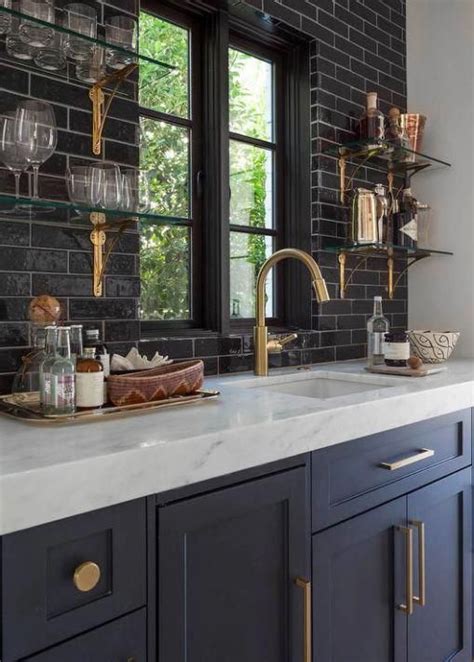 Copper And Navy Blue Kitchen