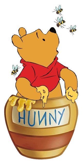 Winnie The Pooh Sitting In A Honey Pot With Bees Flying Around It And