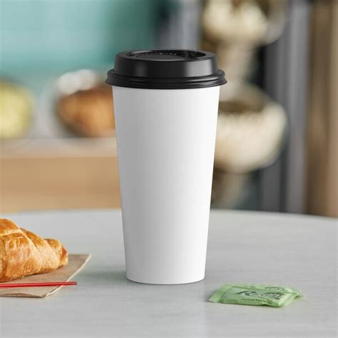 Choice 20 Oz White Poly Paper Hot Cup And Lid 100 Pack