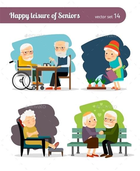 Seniors Happy Leisure Happy Seniors People Illustration