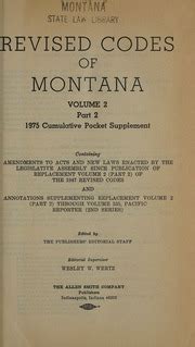 Revised Codes Of Montana Annotated Containing The Permanent