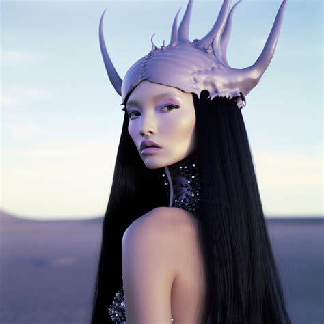 Premium Photo A Woman With Long Hair And Horns Has Horns On Her Head