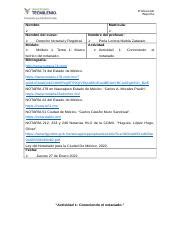 Actividad Doc Profesional Reporte Nombre Matr Cula Nombre Del