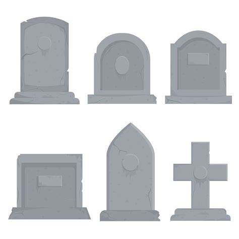 Collection Of Different Various Gravestones Vector Graphic Illustration