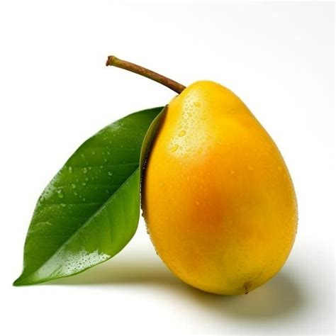 Premium AI Image A Mango With A Green Leaf