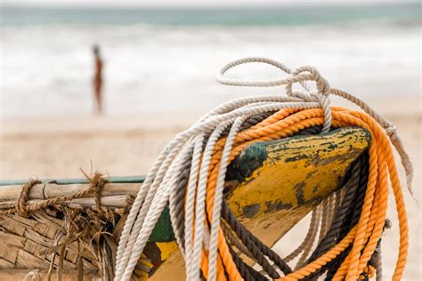 Traditional Sri Lankan Fishing Boat On Sandy Beach Stock Photo Image