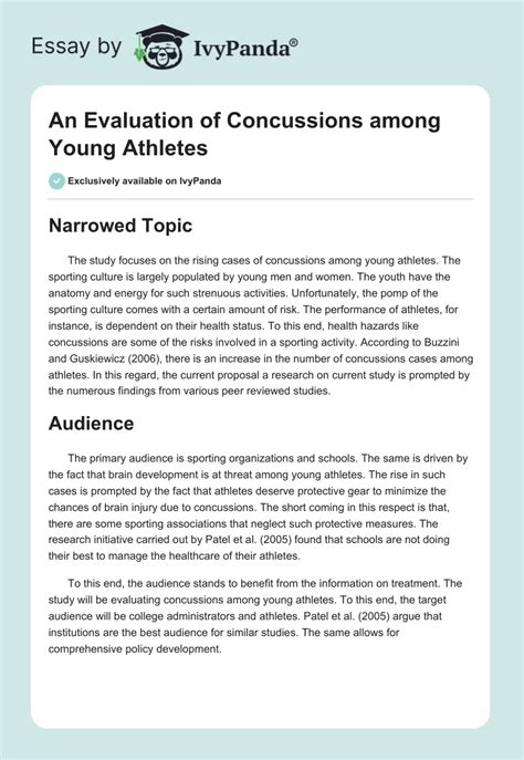 An Evaluation Of Concussions Among Young Athletes 2054 Words