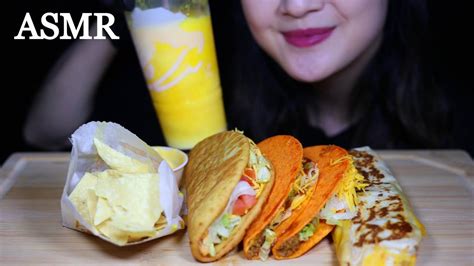 Asmr Taco Bell Mukbang Chalupa Steak Burritodoritos Tacos Nachos And Mango Freeze No Talking