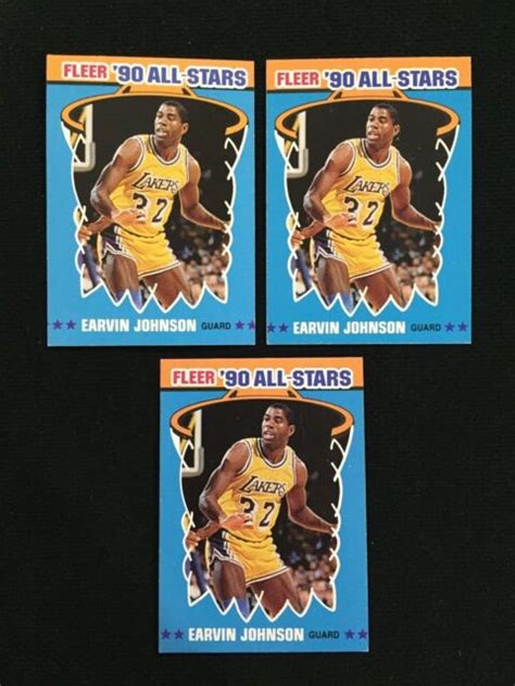 3 MAGIC JOHNSON FLEER 1990 INSERT STICKERS LAKERS BASKETBALL CARDS EBay