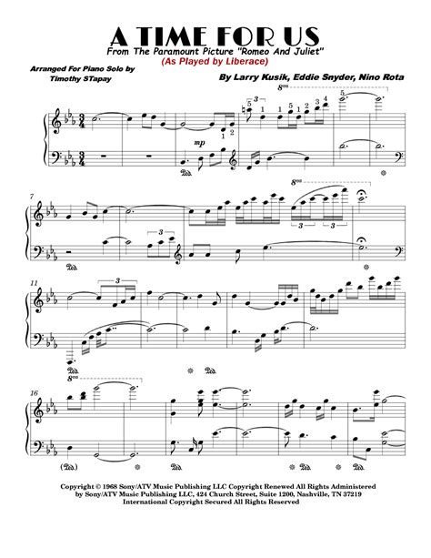 A Time For Us Love Theme Arr Timothy Stapay Sheet Music Nino