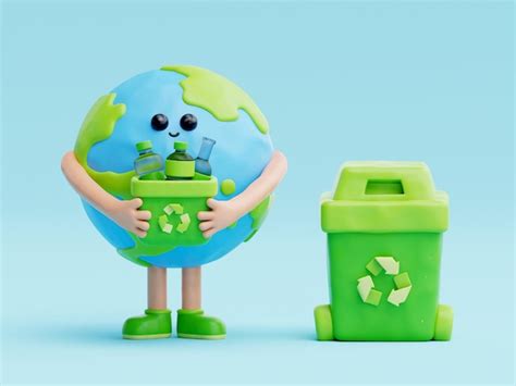 Premium Photo D Cute Earth Cartoon Character World Environment Day