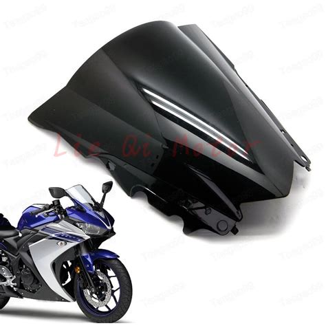 Lie Qi Motorcycle Black Double Bubble Windscreen Windshield For Yamaha