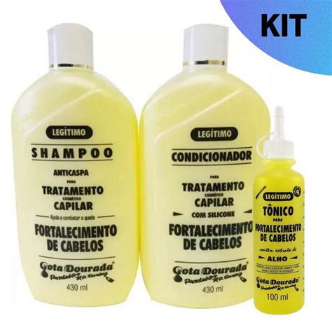 Kit Shampoo Condicionador Mascara Hidratante Gota Dourada