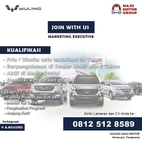 Lowongan Kerja Marketing Executive Di Wuling Maju Motor Jakartakerja