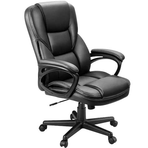 Lacoo Big And Tall Black Leather High Back Executive Chair With Swivel