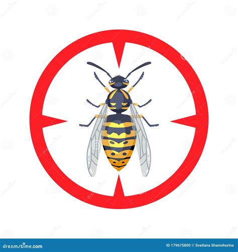 Wasp Warning Sign Isolated On White Background Flat Vector