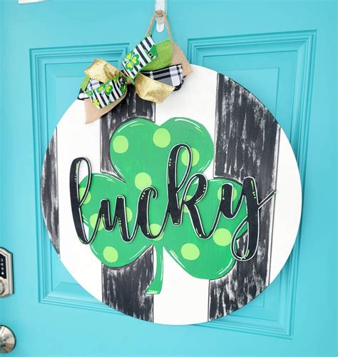 Lucky Door Hanger St Patricks Day Door Hanger St Etsy