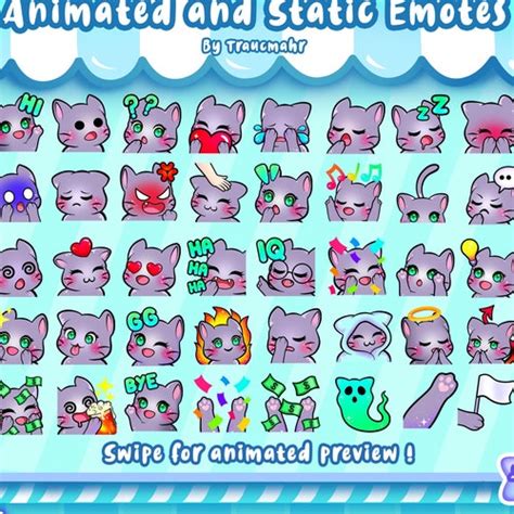 Animated Static White Cat Emotes Mega Bundle For Twitch And Etsy