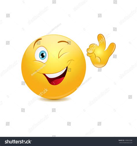 Winking Emoticon Showing Ok Sign Royalty Free Stock Vector 189803588