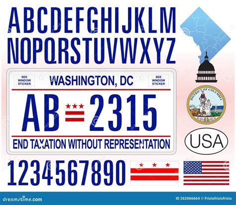 Washington DC License Plate Pattern with Numbers, Letters and Symbols ...