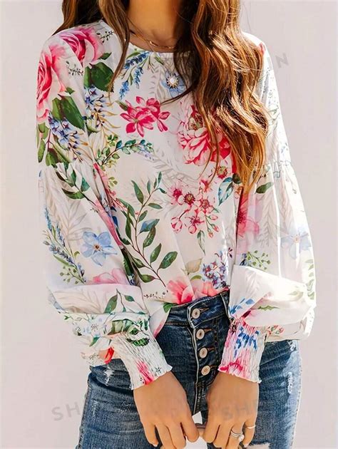 Shein Frenchy Blusa Primaveral Con Estampado Floral Estilo De