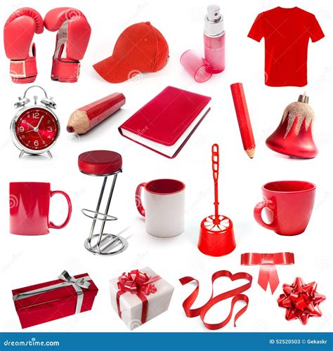 Different Isolated Objects Red Color Stock Photo Image 52520503