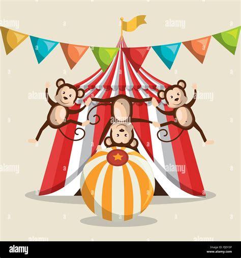 Monkeys Circus Show Icons Stock Vector Image Art Alamy