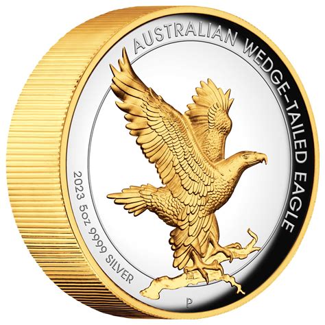 Wedge-tailed eagle 2023 5oz silver gilded coin