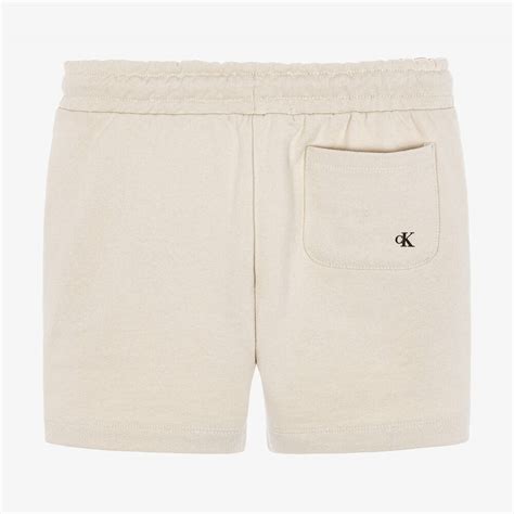 Calvin Klein Jeans Boys Beige Cotton Logo Shorts Childrensalon Outlet