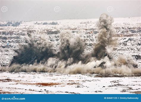 Explosion Blast In Open Cast Mining Quarry Mine Stock Image Image Of