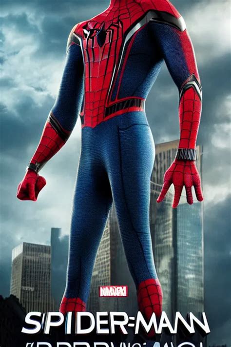 A Promotional Poster Of Spider Man Standing In Front Stable Diffusion