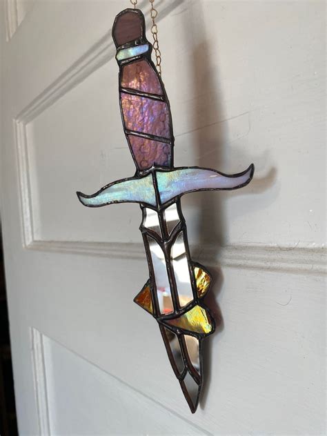 Stained Glass Sword Suncatcher Or Wall Hanging Mirror Made To Order Etsy