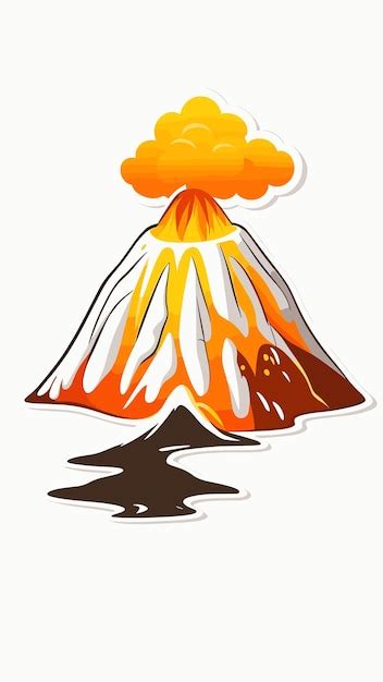 Premium Vector Volcano Drawing Cartoon Artwork Vector