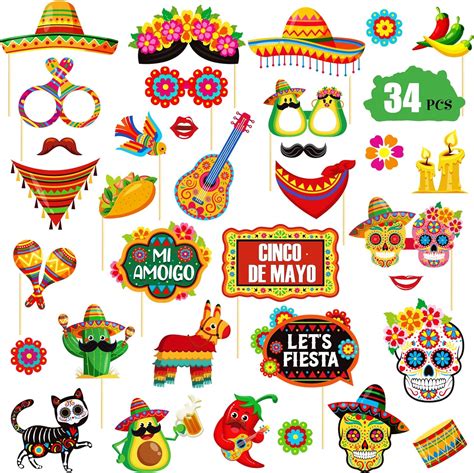 Qpout Pcs Mexico Fiesta Photo Prop Mexican Carnival Party Decoration