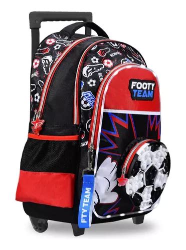 Mochila Carro Pulg Footy Escolar C Luz Led Pop It Futbol