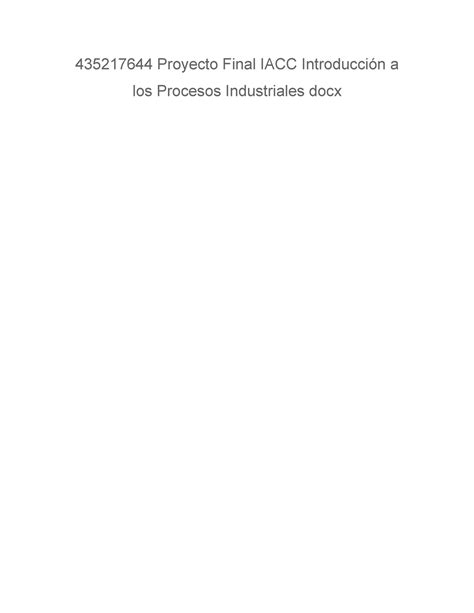 Introducci N A Los Procesos Industriales Docx Proyecto