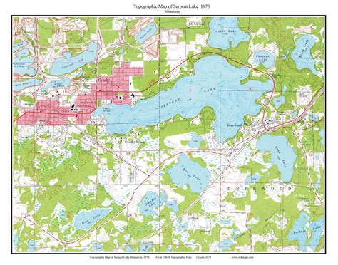 Serpent Lake 1970 Custom Usgs Old Topo Map Minnesota Mille Lacs Lake Area Old Maps