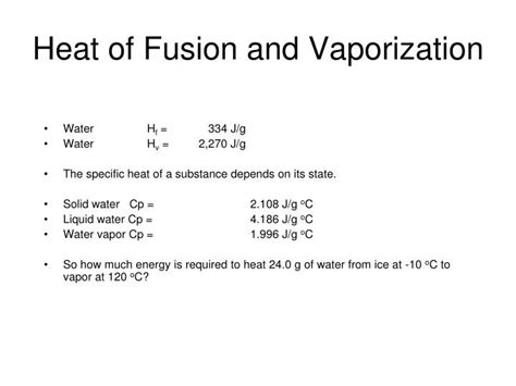 Heat Of Vaporization And Fusion